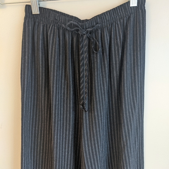 Vtg 90s Navy/Black Striped High Rise Palazzo Pants - Picture 3 of 11